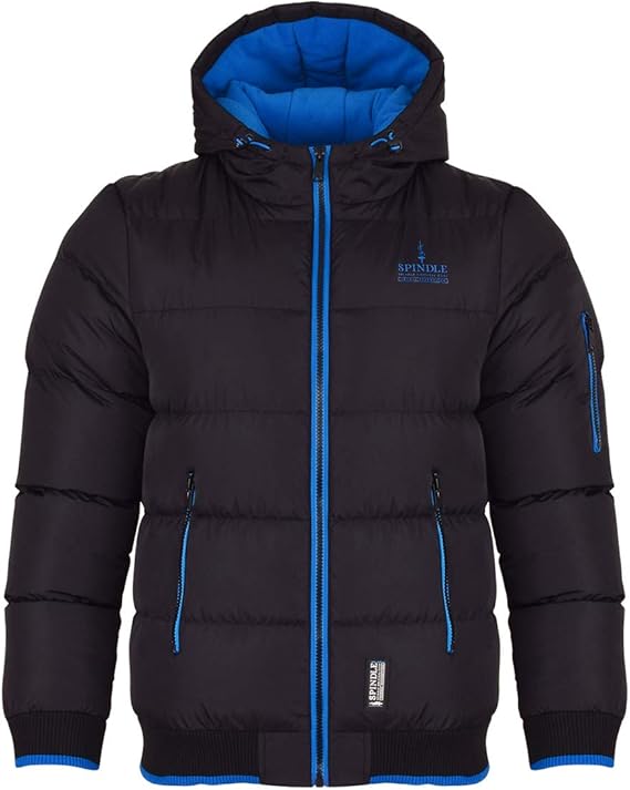 Spindle Childrens Boys Padded Winter Coat School Hooded Fleece Lined Jacket Zip Pockets Youths